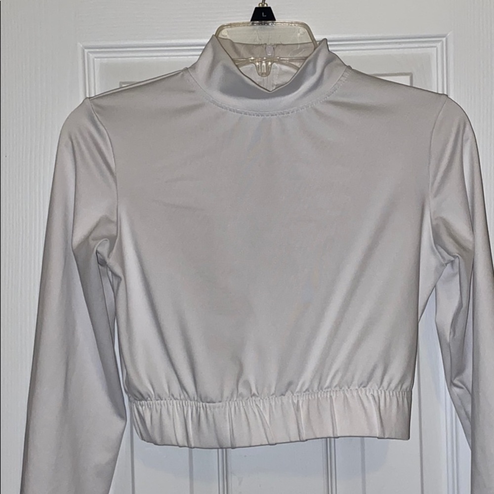 white turtle neck crop top